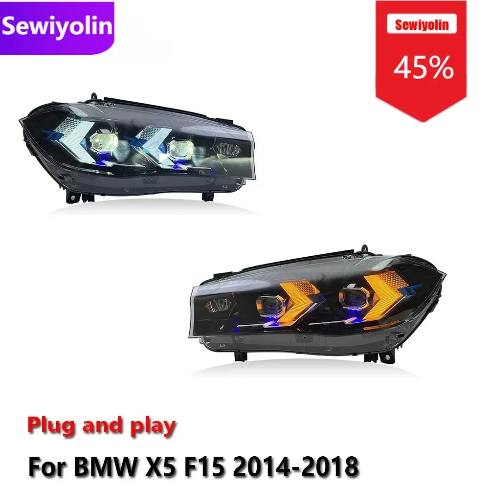 

Car DRL LED Headlight Light Assemblies For BMW X5 X6 F15 F16 2014-2018 Auto Fog DRL Brake Turn Signal Lamp Plug and Play