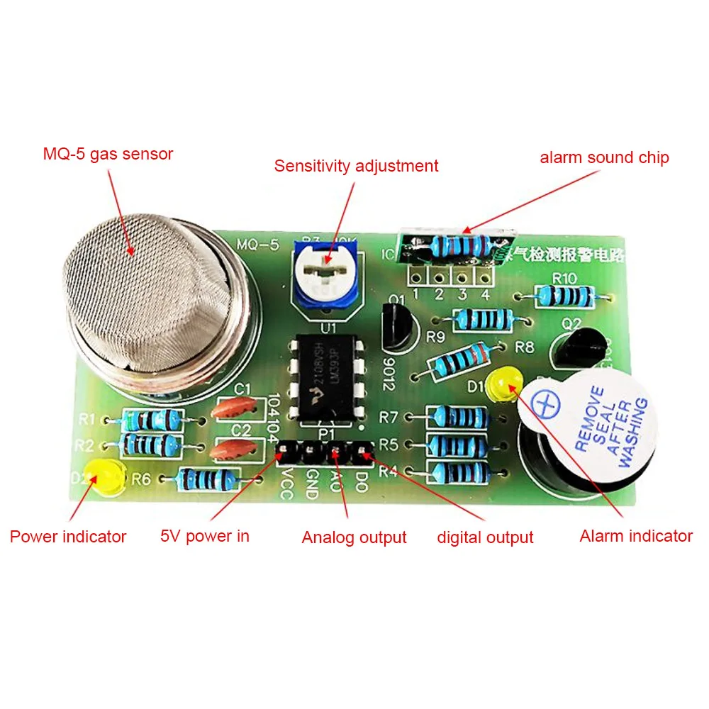 DIY 전자 키트 MQ-5 가스 감지 알람 회로 학습 납땜 프로젝트