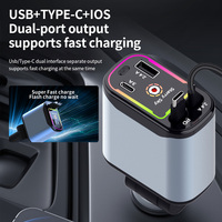 120W 4 IN 1 Car Charger with Retractable Cable and 2 USB Ports USB Type C Cigarette Lighter Adapter For IPhone Samsung Huawei