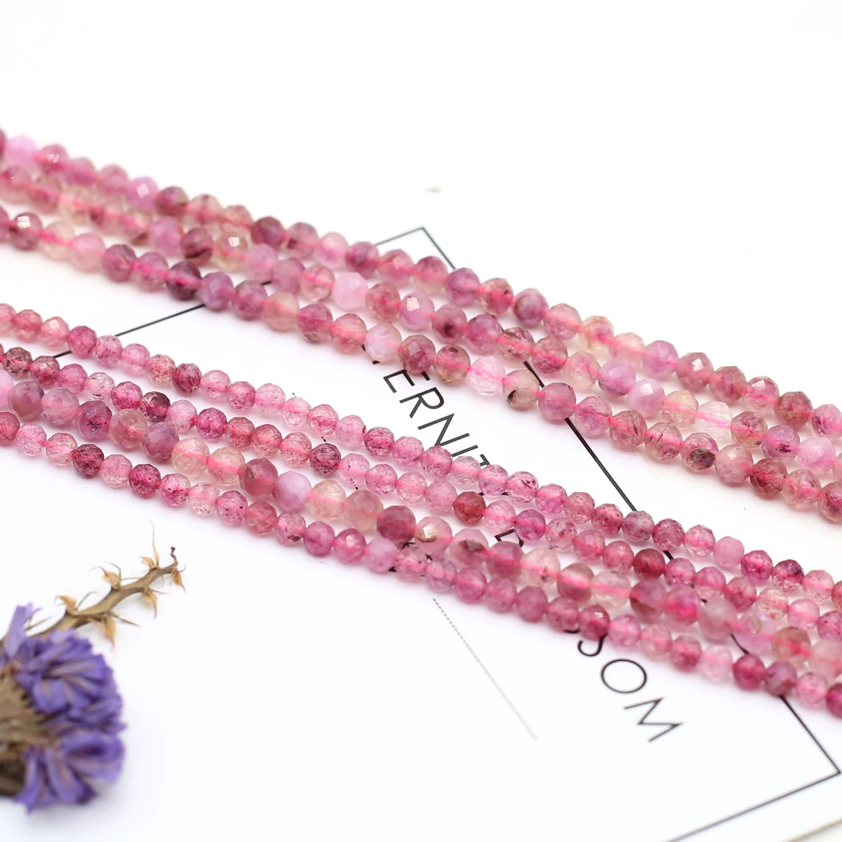 Natural Stone Crystal Beads Pink Tourmaline Loose Bead for DIY Jewelry Making Bracelet Necklace Accessories