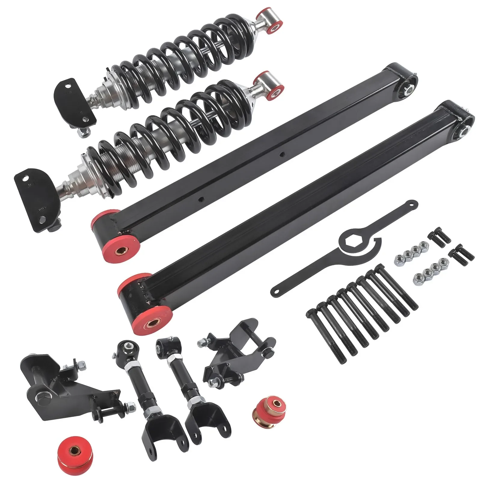 AP02 Rear Adjustable 4 Bar & Coilover Shock Kit For 1967 1968 1969 1970 1971 1972 Chevelle Malibu El Camino GTO Tempest Monte Carlo 180-230lb