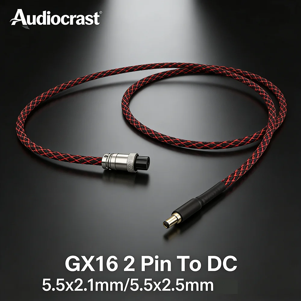 Audiocrast HiFi Linear Power Supply Cord GX16 2 Pin To DC 5.5x2.1mm/5.5x2.5mm Gold Plated Connector