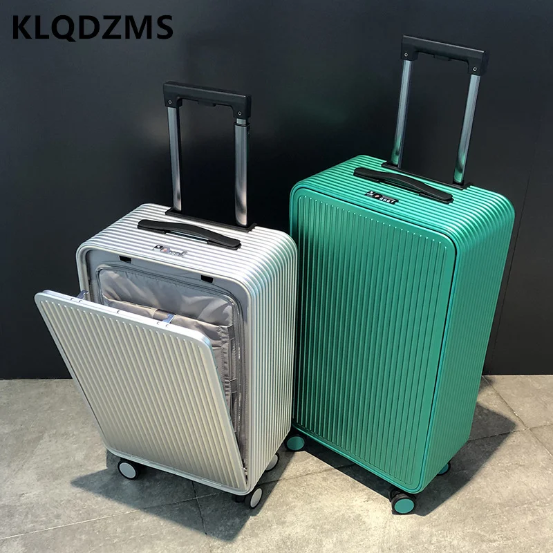 Klqdzms-メンズフルアルミニウムマグネシウム合金スーツケース、ラゲッジボックス、トロリーケース、フロント開口部、ラップトップラゲッジ、17インチ、20インチ、24インチ