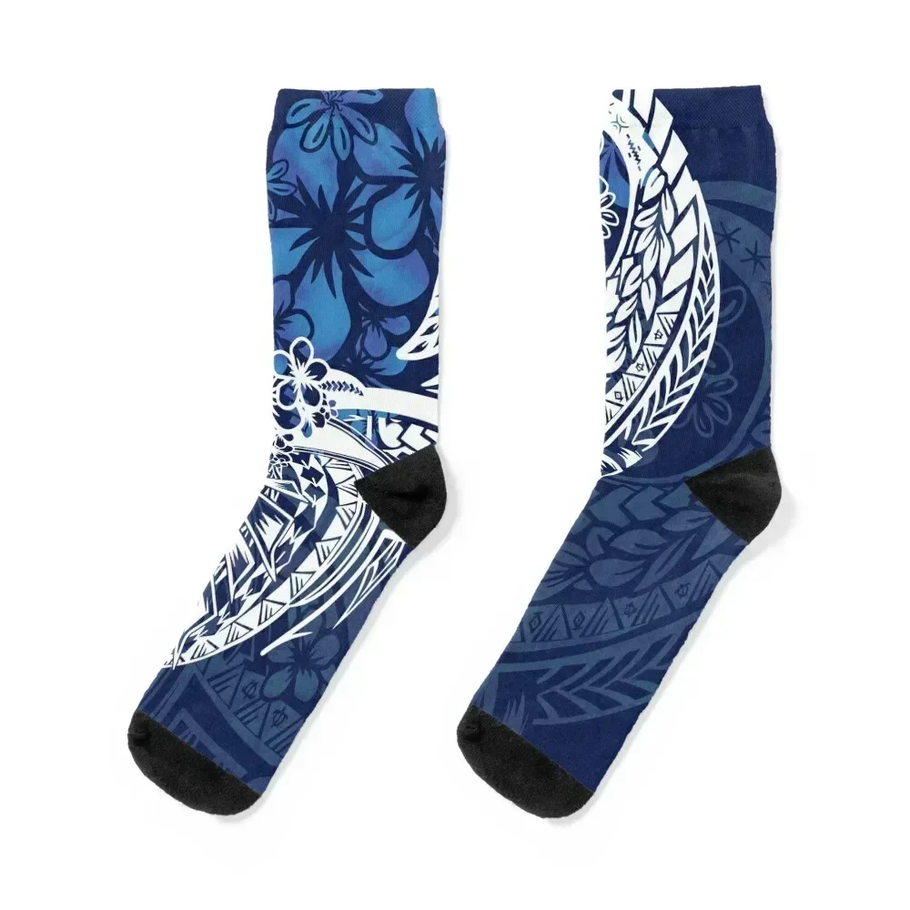 

Blue Hawaiian - Samoan - Polynesian Tribal Tiare Dress Print Socks hip hop shoes set Woman Socks Men's
