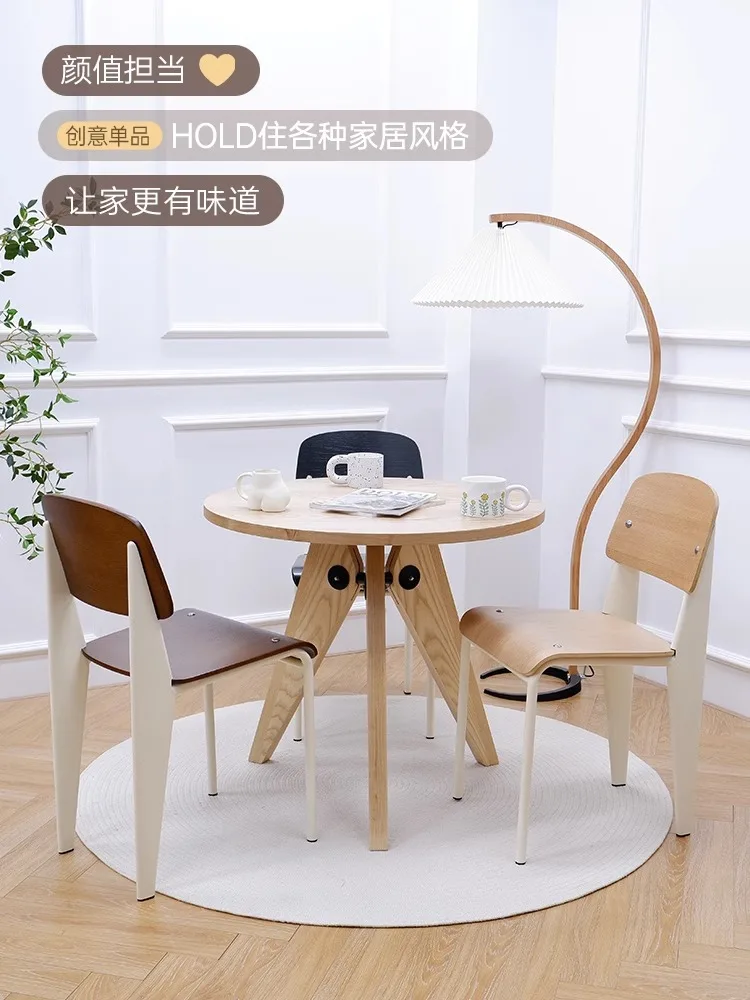 Nordic designer dining chairs, vintage solid wood chairs, cream style dining tables and chairs, small household dining room