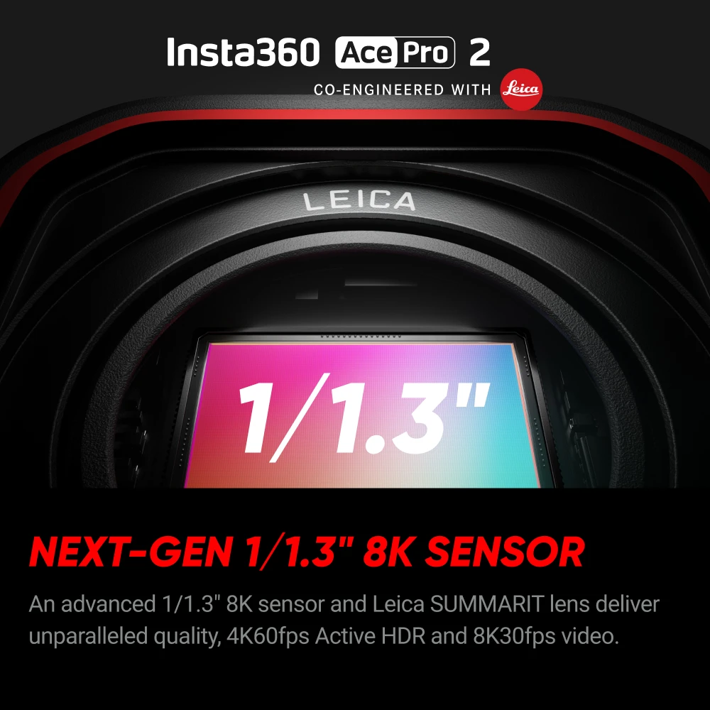 Insta360 Ász -ért 2 - 8K Vízálló Akció camer co-engineered vel leica, 1/1.3