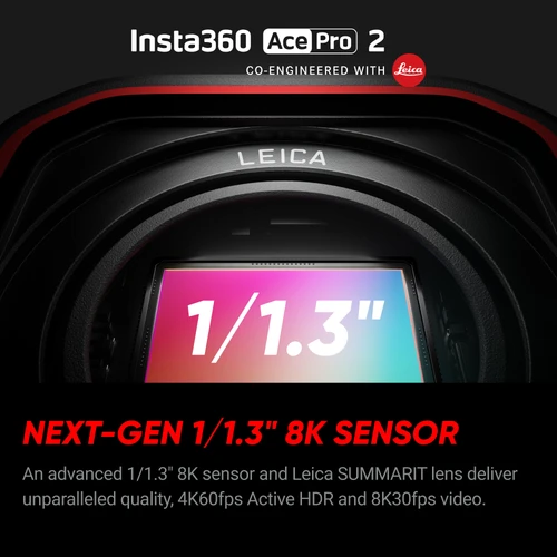 Imagen 2 del producto Insta360 Ace Pro 2 - Cámara de acción impermeable 8K cooperativa con Leica, sensor de 1/1,3"", chip dual AI, luz baja líder