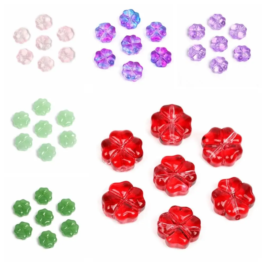 Contas espaçadoras de flores de cristal redondas planas 10x10mm trevo acessórios de vidro em miniatura contas soltas trevo criativo contas soltas