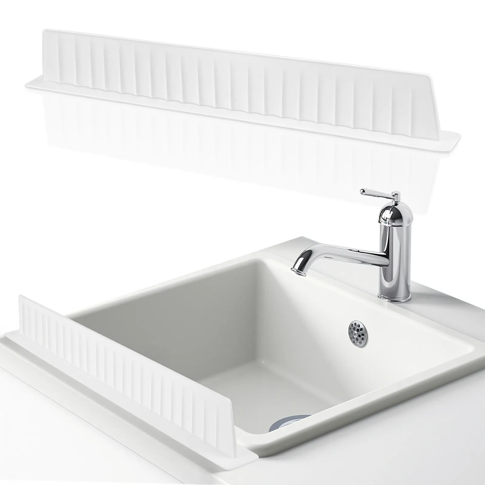 Sink Splash Guard Kitchen Silicone Splashproof Edge Protector Splash Guard for Sink Area Secure Suction Attachment
