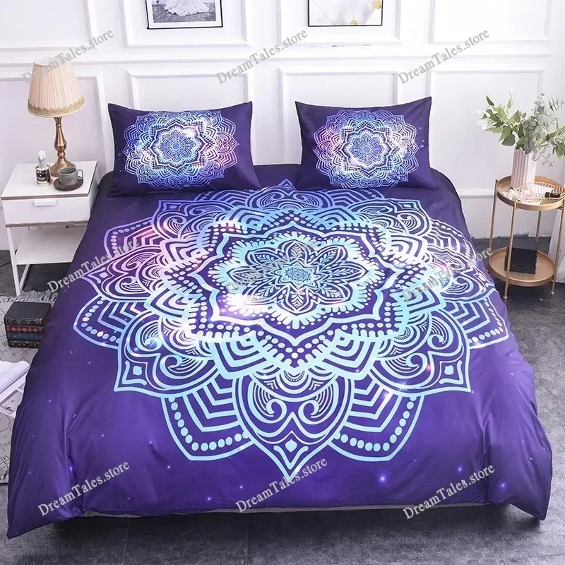 

Mandala Lotus Flower Blue Purple Pink Bohemian Mandala Style Style Duvet Cover Pillow Case Bedding Set Quilt Cover Double Bed