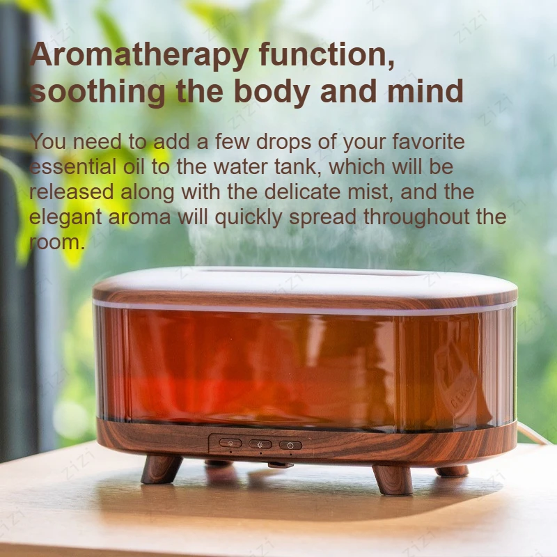 Creative Ultrasonic Simulation Flame Colorful Aromatherapy Machine for Heavy Fog Silent Humidification Aromatherapy Machine