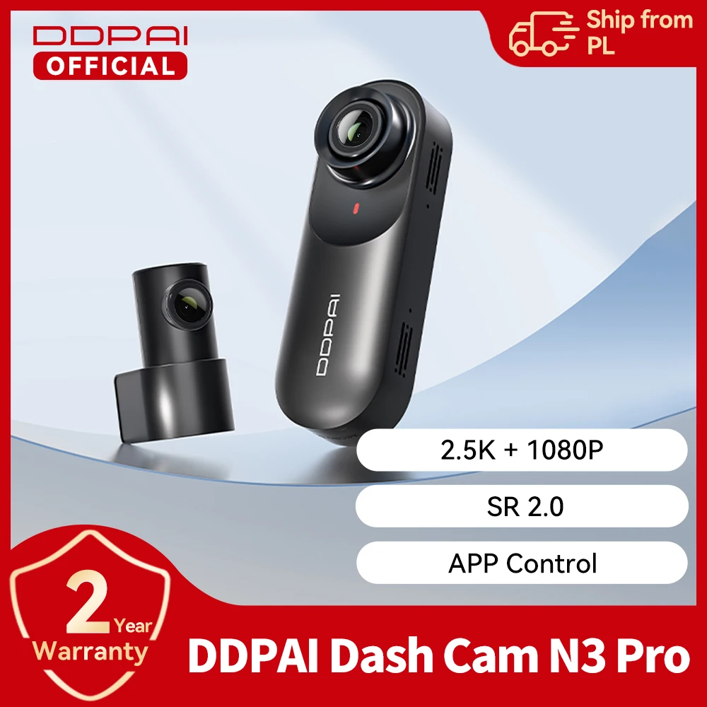 Image of DDPAI Dashcam Mola N3 Pro 1600P Auflösung FOV 140 ° Integrierter GPS-WIFI-Unterstützung, 24-Stunden-Parkschutz, Zweikanal-Aufnahme, Auto-DVR
