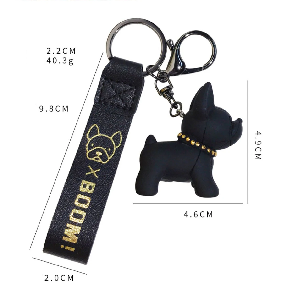 Fashion Punk French Bulldog Keychain PU Leather Dog Keychains for Women Bag Pendant Jewelry Trinket Men's Car Key Ring Key Chain image 6