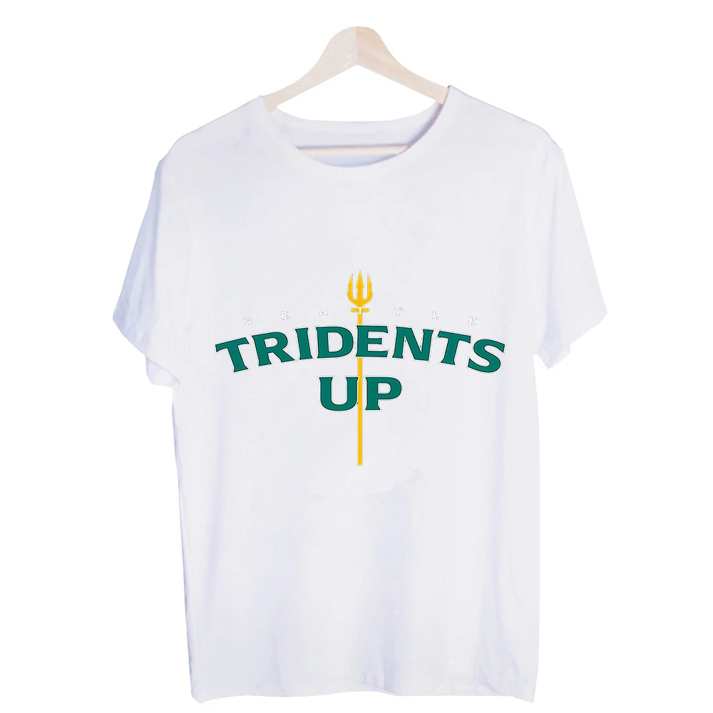 Men's Trident and Typography Print Graphic Tee, Short Sleeve Crew Neck Shirt for Casual Streetwear and Daily Wear