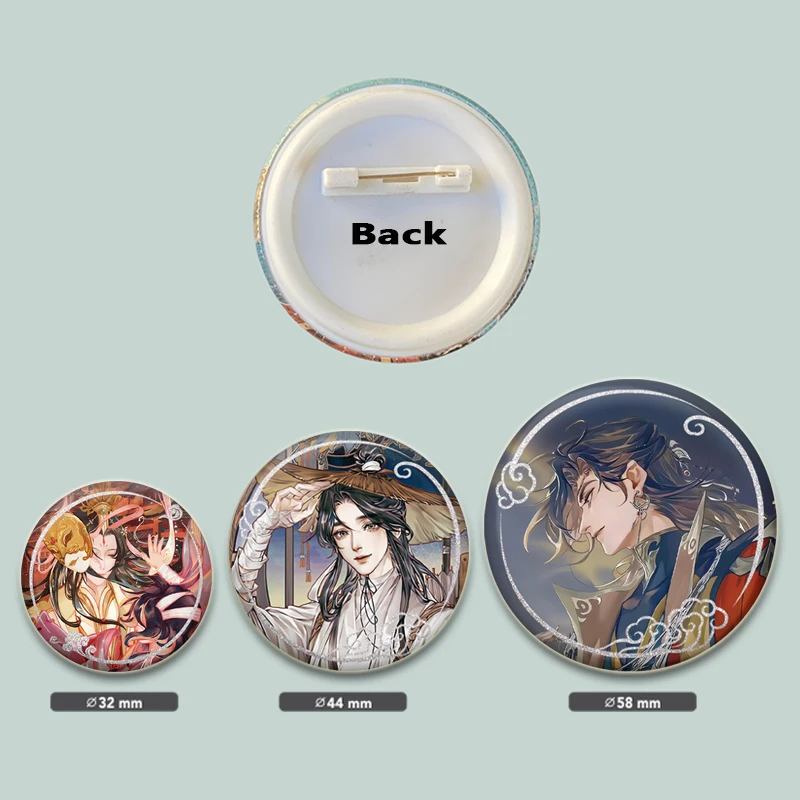 32/58MM Anime Tian Guan Ci Fu Heaven Official’s Blessing Brooch on Backpack Hua Cheng Xie Lian Cosplay Badge Pins Jewelry Gifts