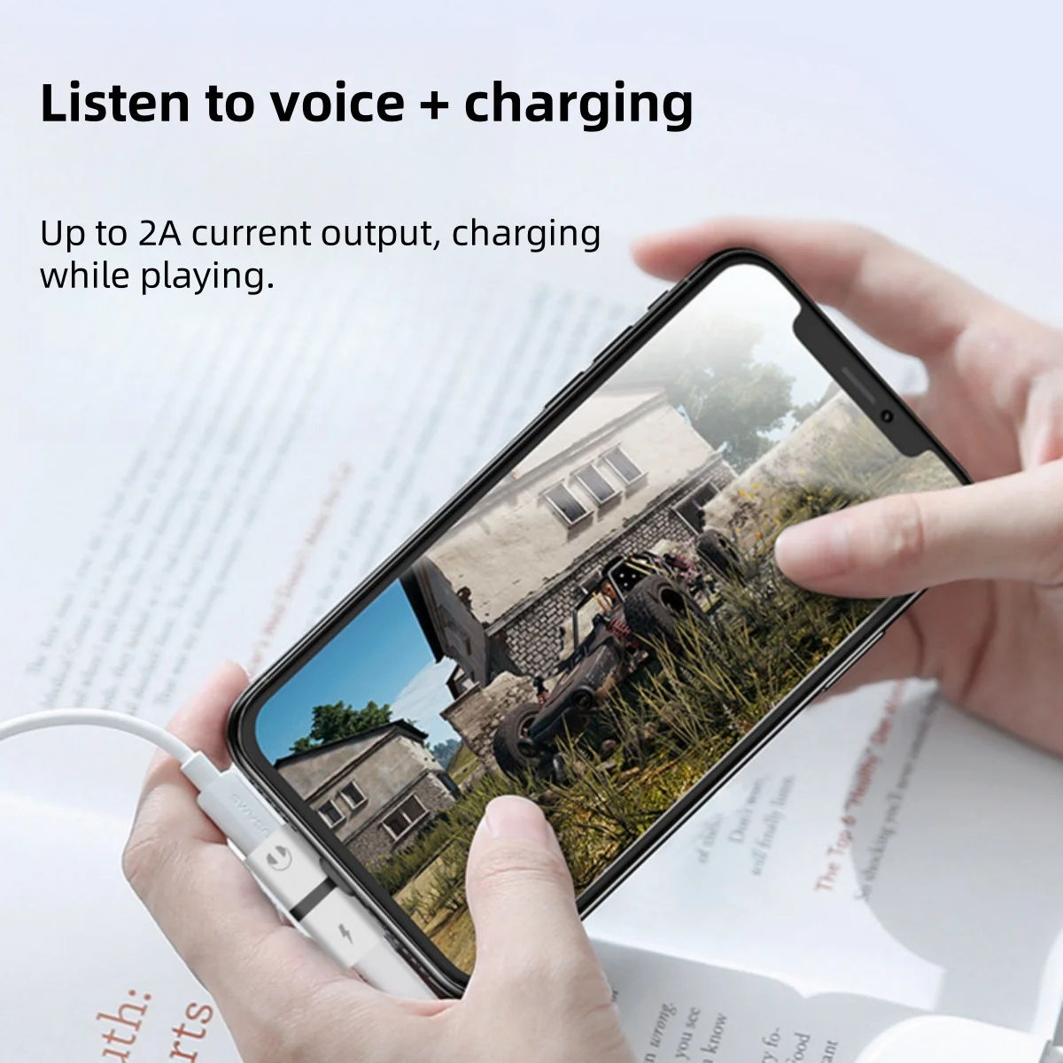 Earphone Cable Adapter Headphone and Charging 2-in-1 Adapter Compatible with iPhone iPad and other Lightning Devices Connector