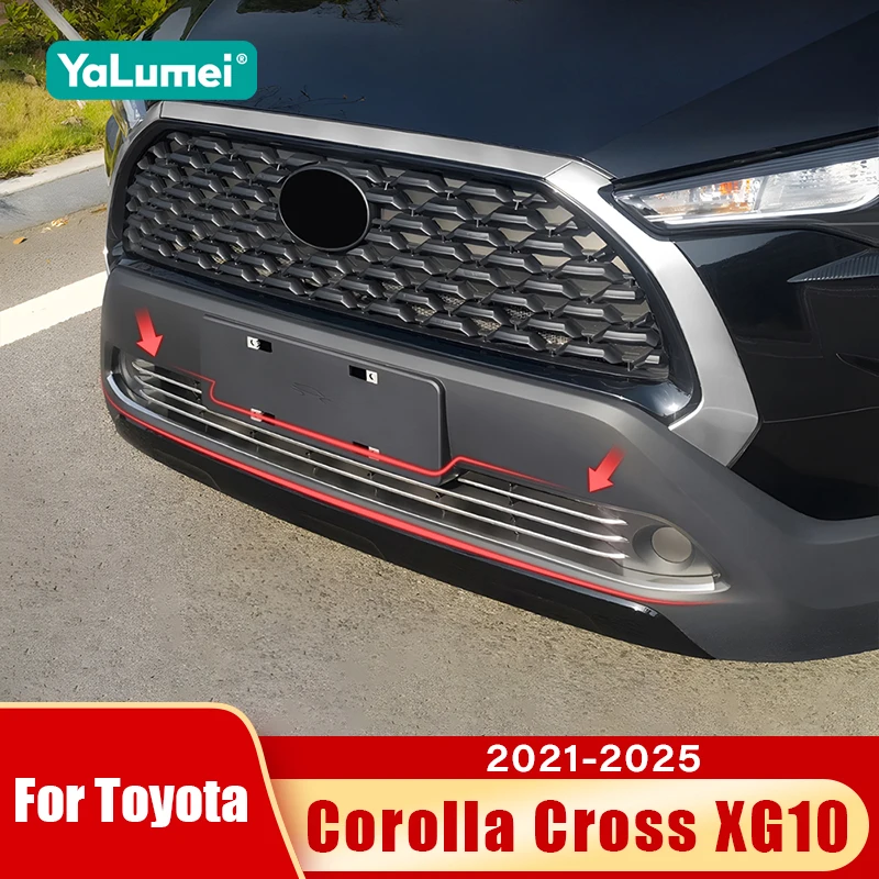 

For Toyota Corolla Cross XG10 2021 2022 2023 2024 2025 Hybrid Car Front Racing Grills Trim Strips Cover Accessories