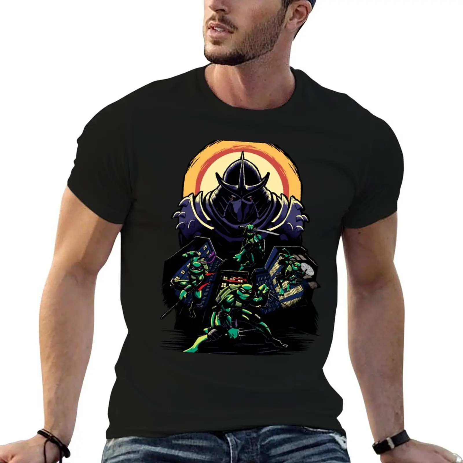 Destin Ninja : L'épique affrontement avec le Shredder ! T-shirt simple décontracté à manches courtes