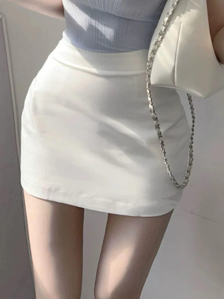 Sexy High-Waist Short Skirt Women's Tight-Fitting Half-Length Skirt Breathable Skin-Friendly High Elasticity Zipper Back Style
