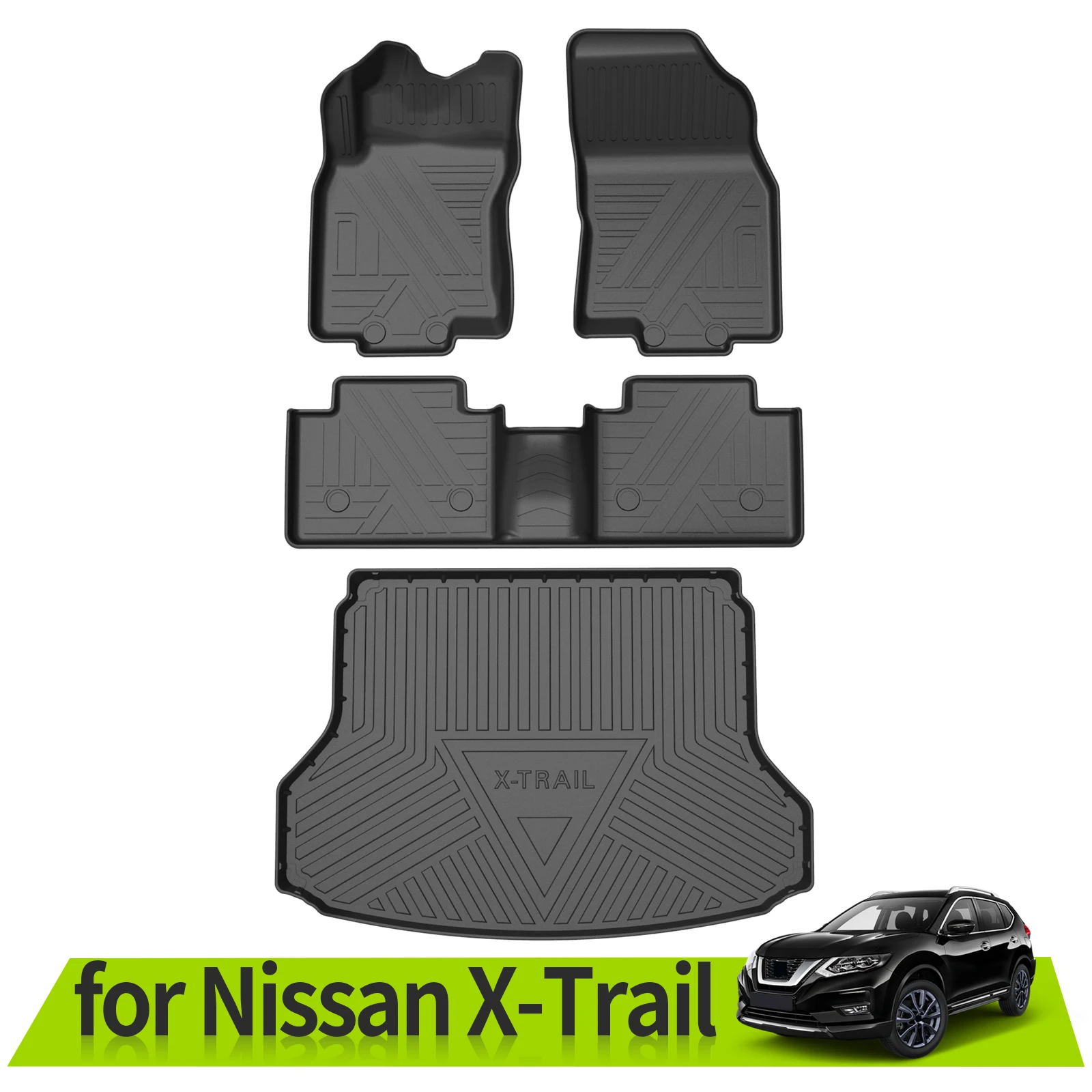 for Nissan X-trail 2014-2020 Xtrail T32 Car Floor Mats Trunk Backrest Pad TPE