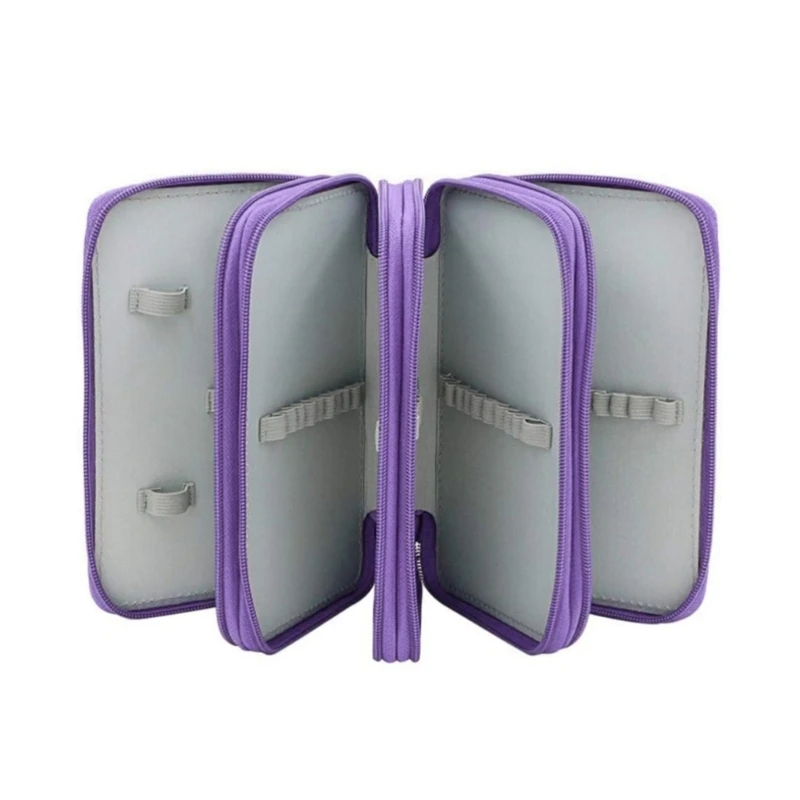 Multipurpose 4 Section 72 Slots Zippered Pencil Case Tear Resistant Cloth Fabric Featuring 72 Convenient Storage Pockets