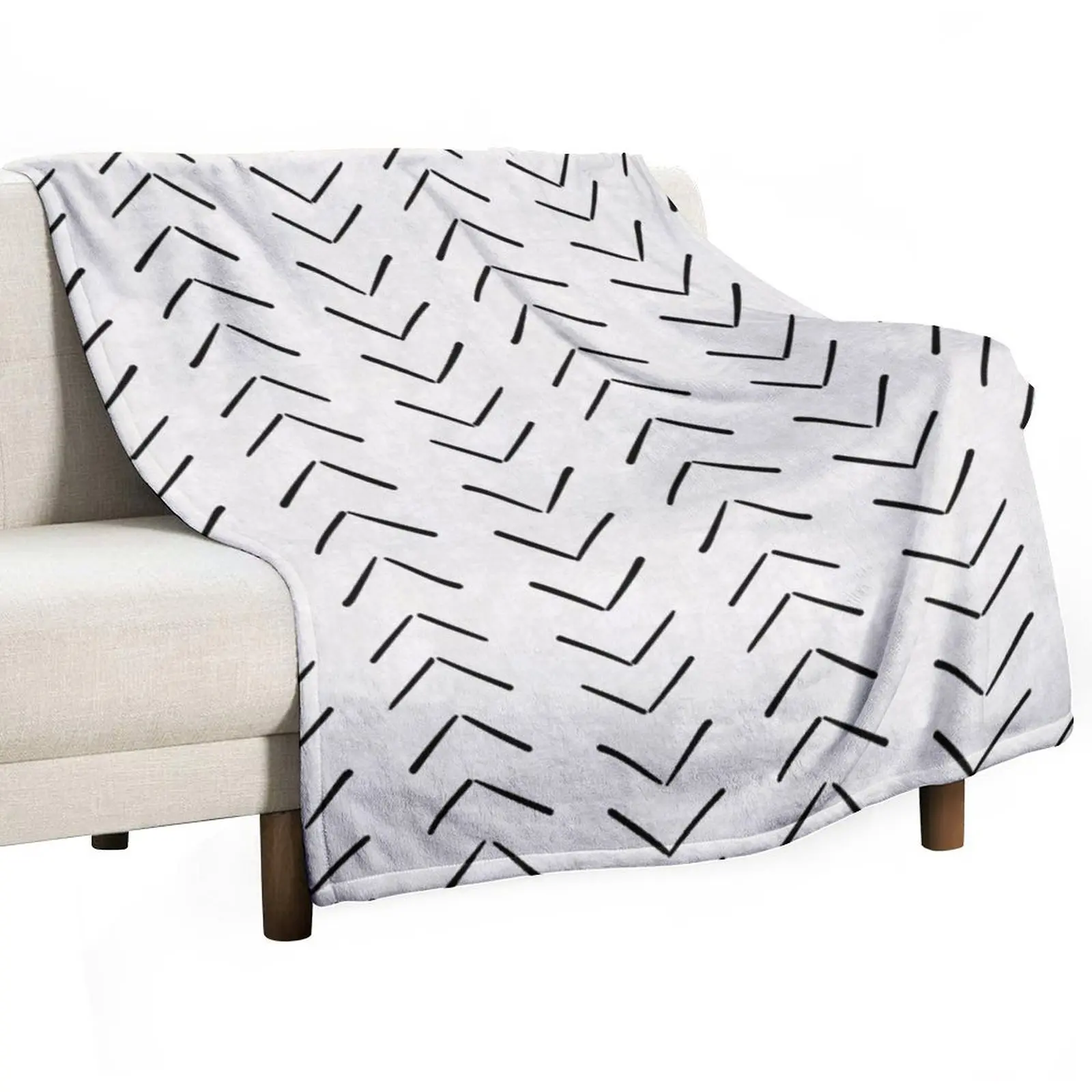 Boho Big Arrows in White and Black Throw Blanket Summer Decorative Sofa Blankets