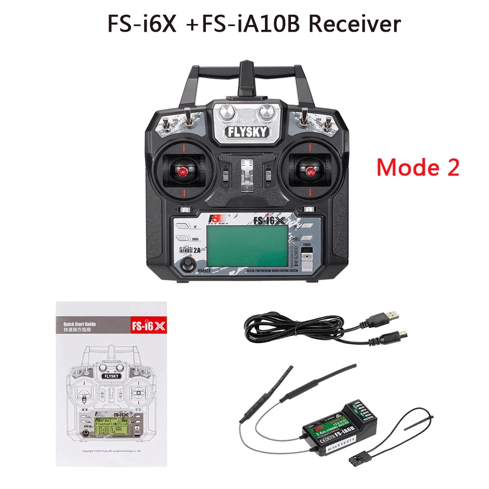 Flysky FS-i6X Transmisor 2.4GHz AFHDS 2A Con Receptor FS-iA6B – Controlador Para Drones, Coches Y Barcos RC (Modo 2)