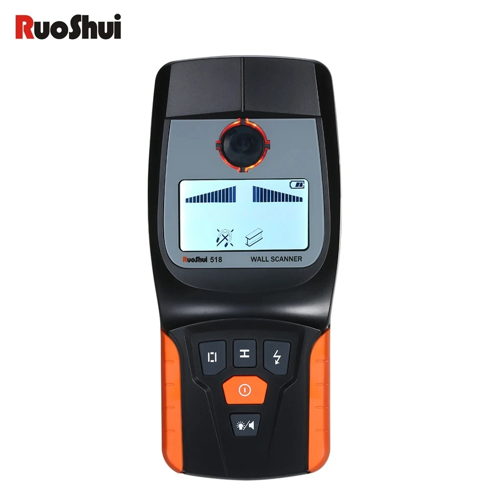 

RuoShui 518 Wall Scanner Metal Detector Find Metal Wood Studs Multifunction AC Cable Live Wire Scanner Warning Gold Detector