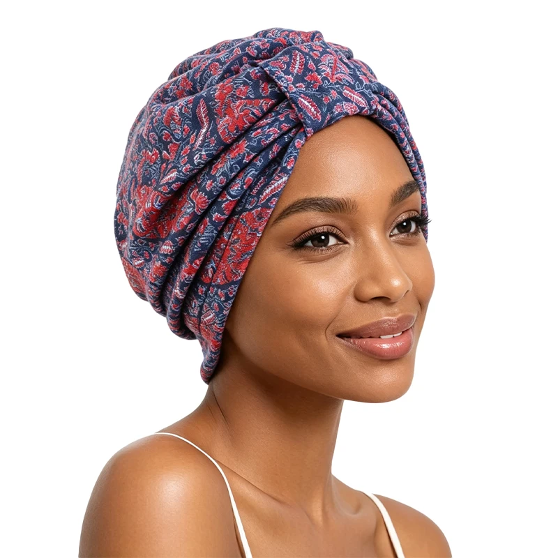 Women Printed Cap Muslim Hijab Hair Accessories Satin Cap Chemo Cancer Cap Household Use Cap view 4