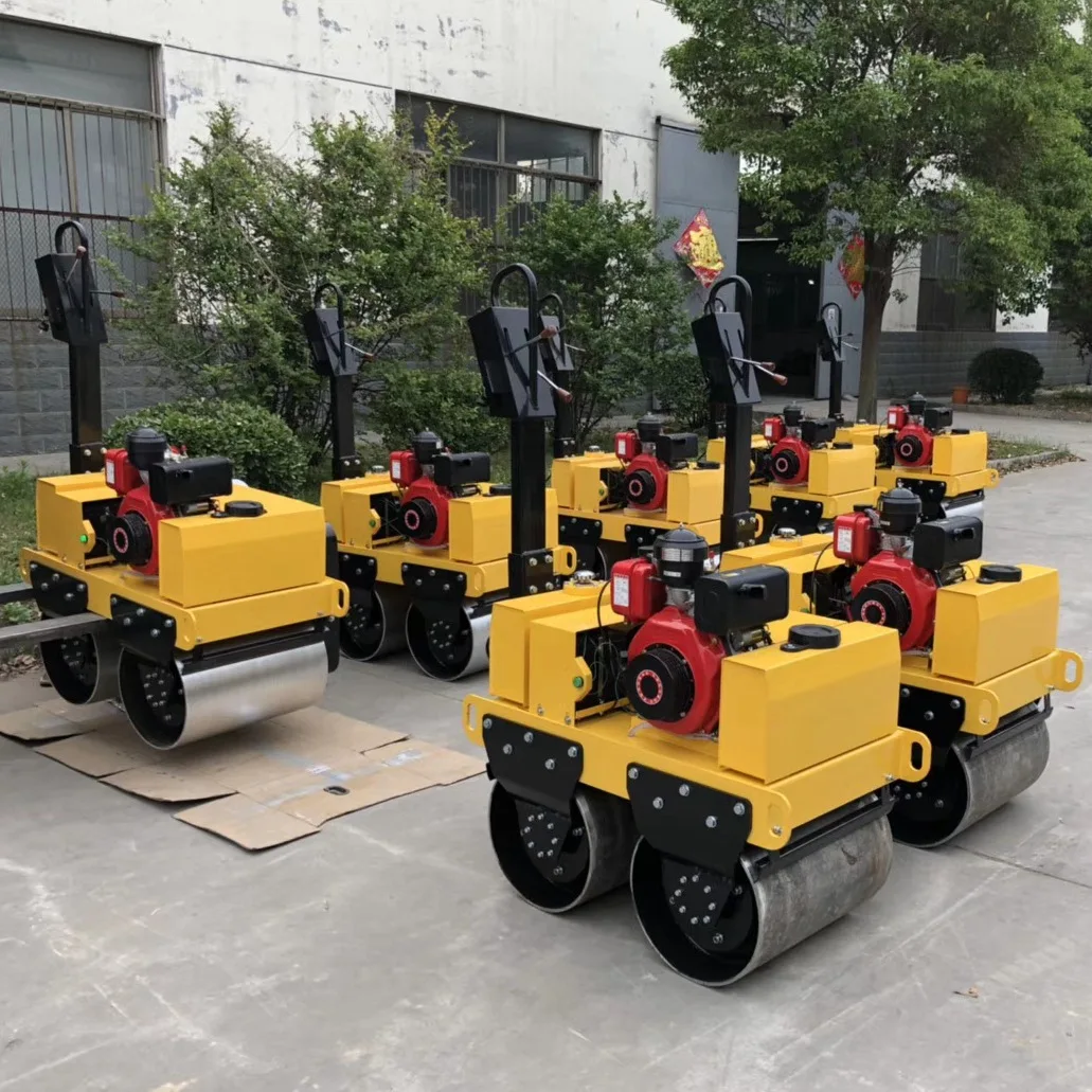 SONGMAO Hand Mini Road Roller Compactor Walk Behind Baby Double Drum Vibratory Hine