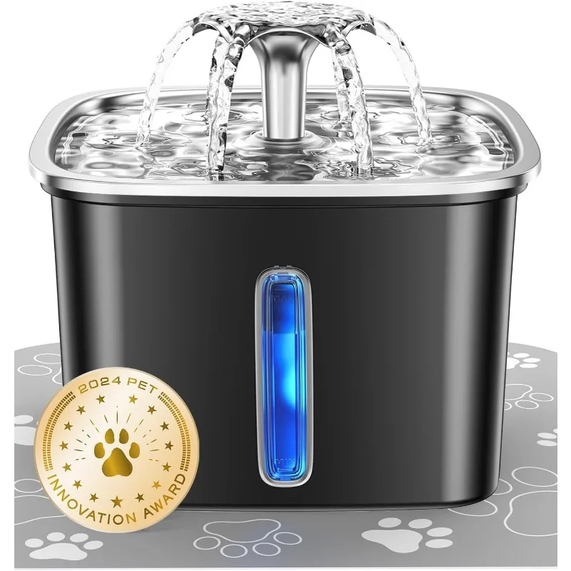 Innovation Award Winner Stainless Steel Cat Water Fountain, 95oz/2.8L Automatic Pet Fountain Dog Water Dispenser