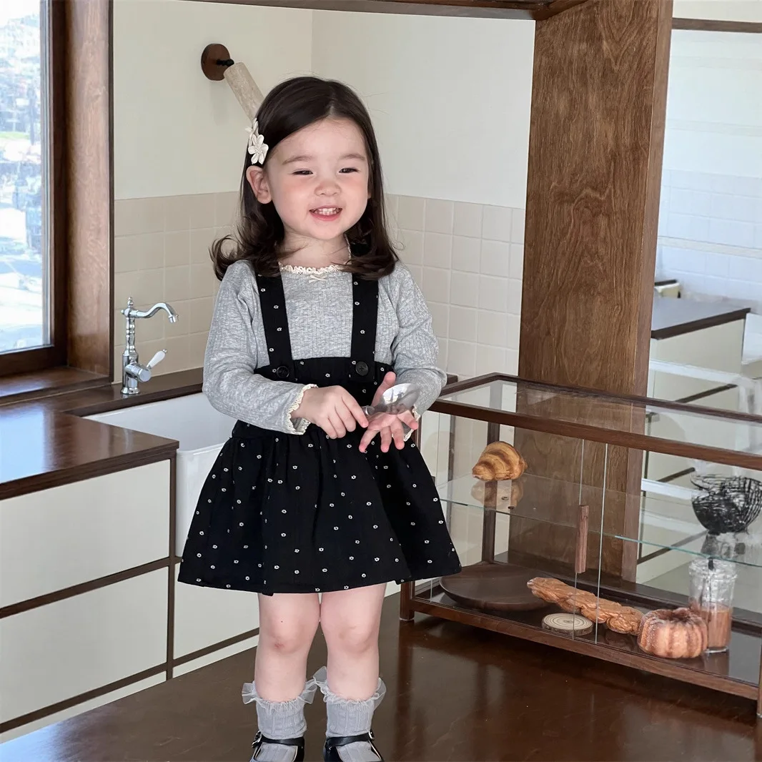 

2025 Autumn New Girls Sleeveless Strap Dress Cotton Infant Cute Polka Dot Short Skirt Baby Girl Princess Dress Toddler Clothes