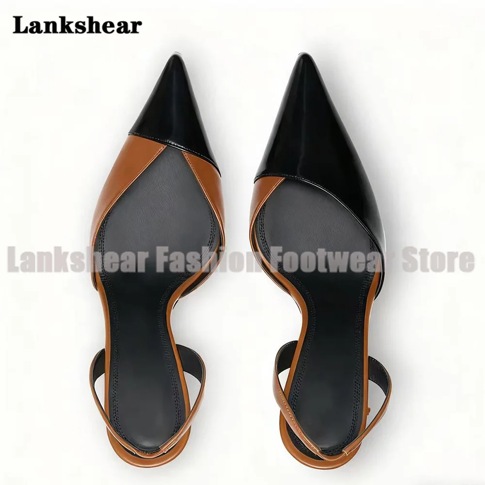 

Two Tone Stiletto Heels Sandals Summer Pointy Toe High Heels Elegant Dress Slingback Women Shoes Sandalias De Mujer Verano