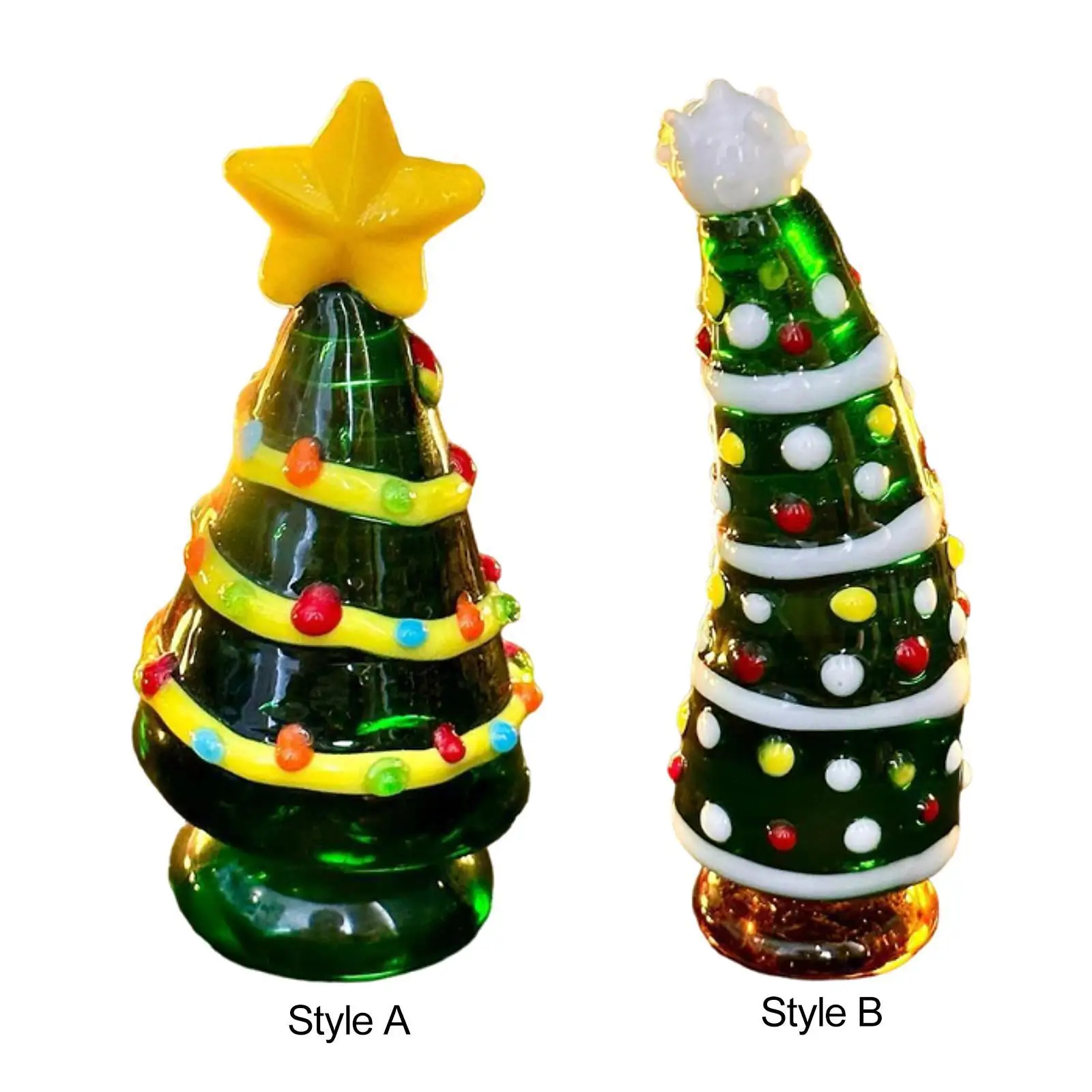 6cm Christmas Tree Miniature Tabletop Ornament Xmas Table Centerpieces Resin Statue for Fairy Garden Decor Multifunctional