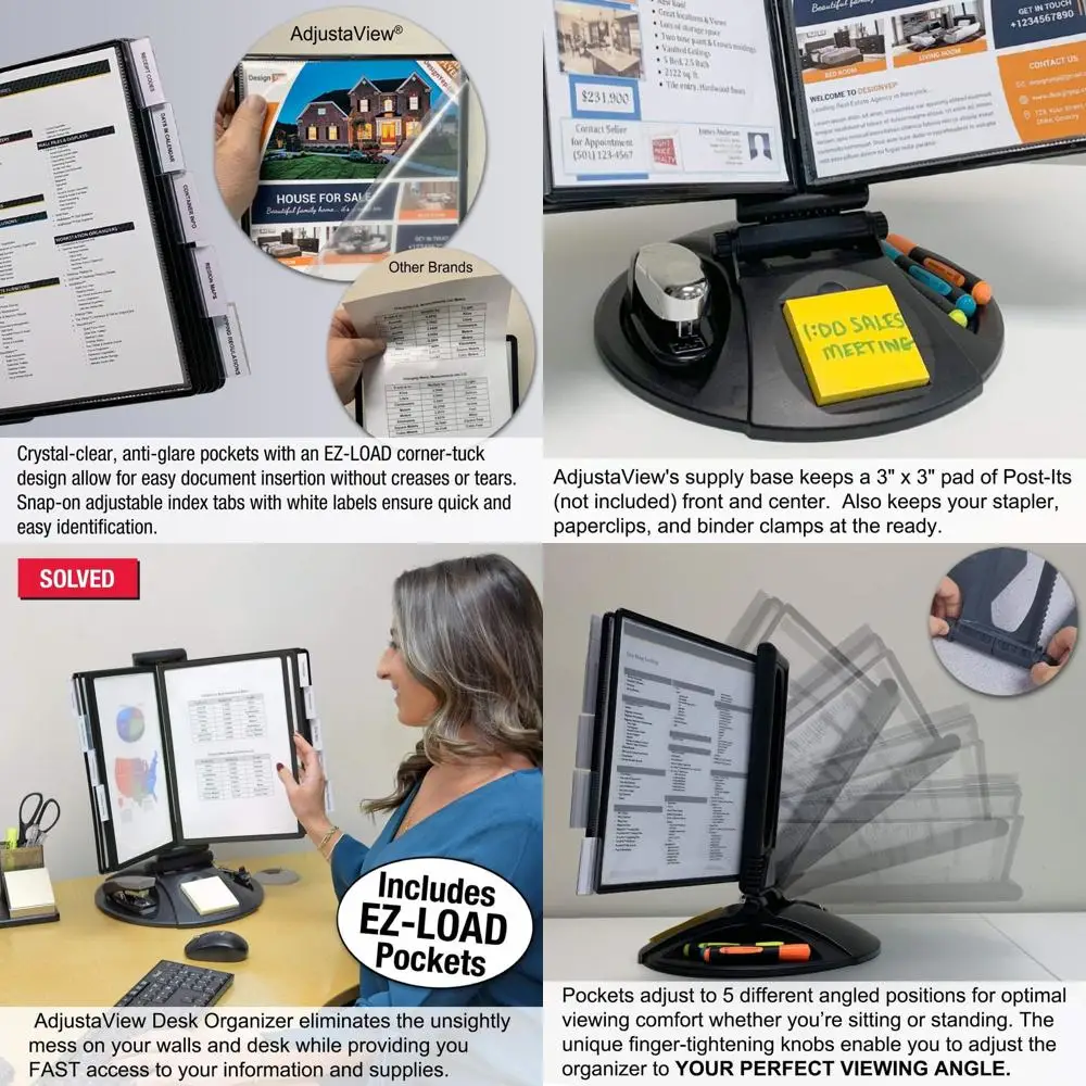 

Настольный органайзер с основанием для хранения, карманами EZ-Load на 20 листов, быстросъемными индексными вкладками, черными карманами