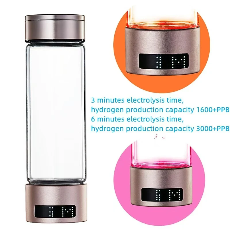 3/6 دقيقة الهيدروجين إنتاج زجاجة ماء المحمولة الهيدروجين زجاجة ماء مولد 2000ppb زجاجة ماء الهيدروجين مع الاستنشاق #5