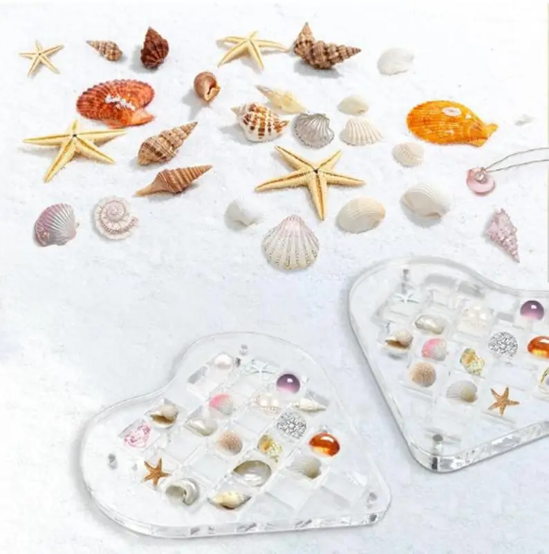 Acrylic Seashell Box Magnetic Acrylic Seashell Container For Display Heart Shaped Gemstone Beads Storage Display Organizer Box