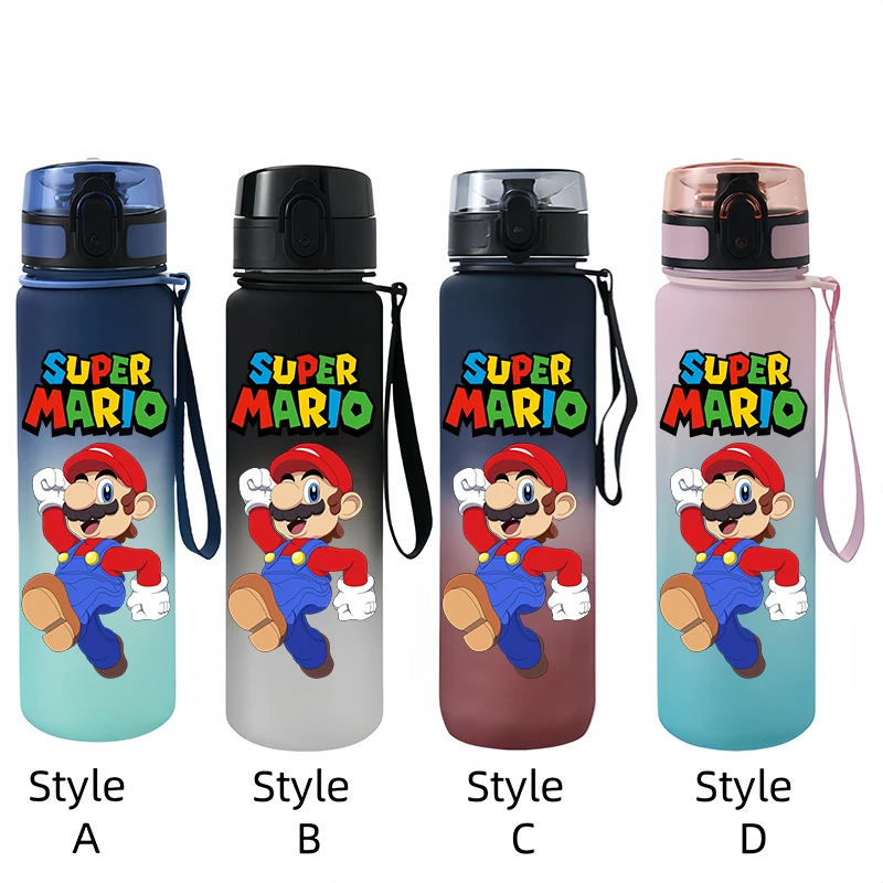 Super Mario 650ML Water Cup Large Capacity Portable Plastic Cartoon Cute Children Kettle Adult Outdoor Sports Water Bottle Gifts