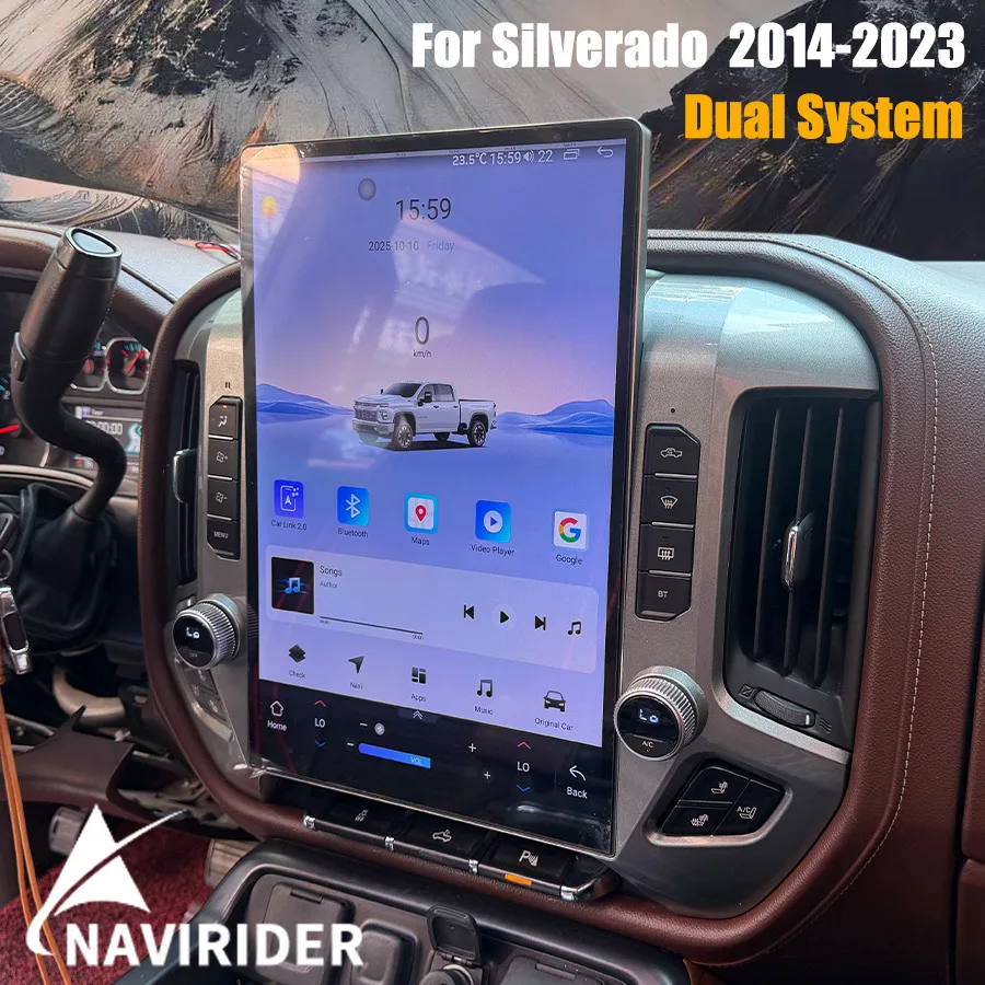 

15,6-дюймовый мультимедийный видеоплеер Android14 для GMC SIERRA Silverado 2014-2023, автомобильный радиоприемник Carplay, навигация, GPS, стерео головное устройство, WIFI
