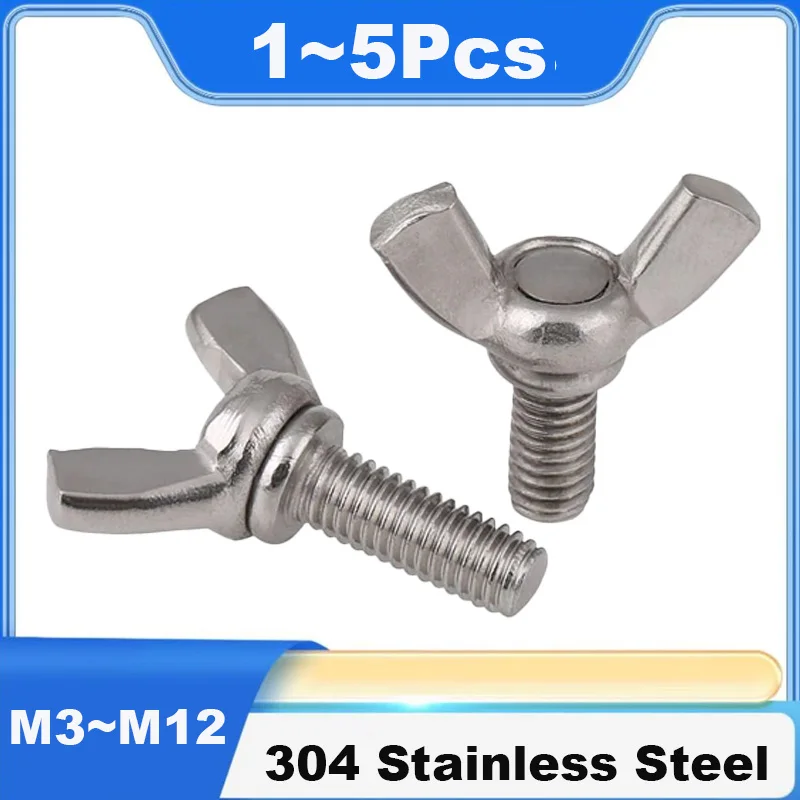 304 Stainless Steel Wing Bolt Butterfly Screw Wing Head Thumb Screw, Claw Hand Tighten Screw Bolt Hardware Fastener