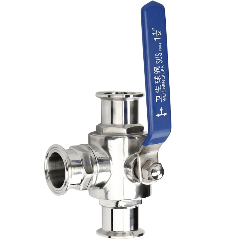 Passend für 38 mm 1-1/2 Zoll Rohr-Außendurchmesser x 1,5 Zoll Tri-Clamp-Klee-Sanitär-T-Stück, 3 Wege, T-L-Anschluss, Kugelhahn, SUS 304 Edelstahl, selbstgebrautes Bier – Detail 2