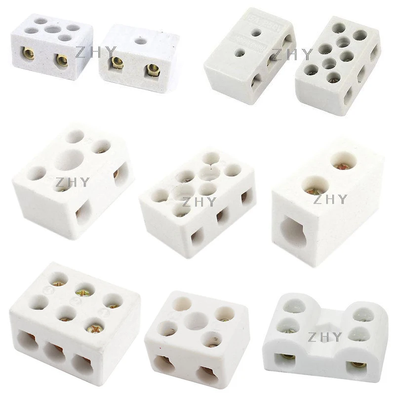 

10A 20A 30A 250V High Temperature Resistant Screw On Connector Porcelain Ceramic Insulation Terminal Block