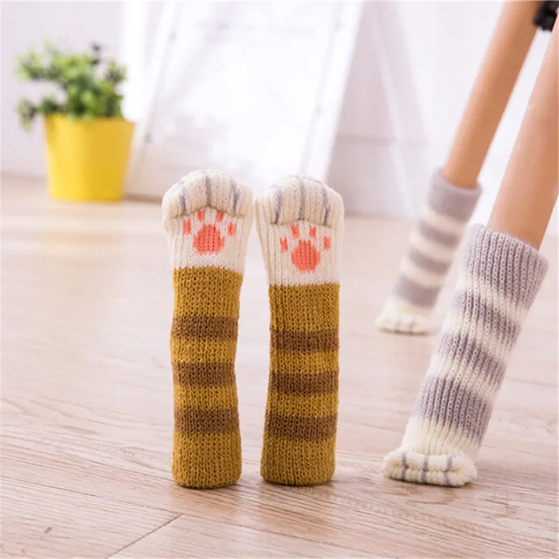 4PCS Furniture Socks Elastic Cat Paw Chair Leg Protector Table Feet Covers Non Slip Furniture Cap Floor Protector Home Decor