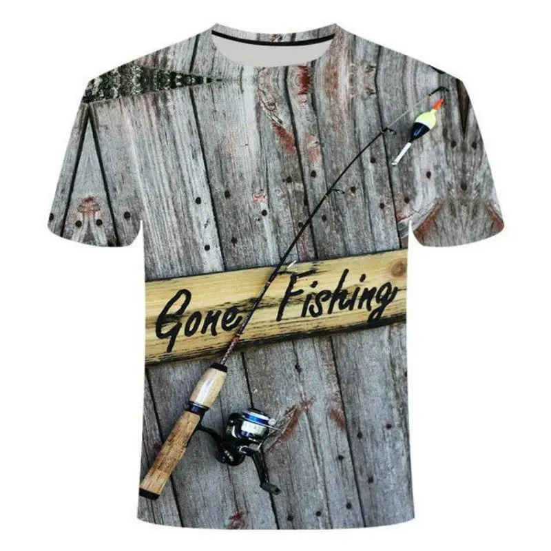 2023 Summer New Popular Men's T-shirt 3D Digital Printing Outdoor Casual Loose Round Neck Short Sleeve Fishing Polyester Tops