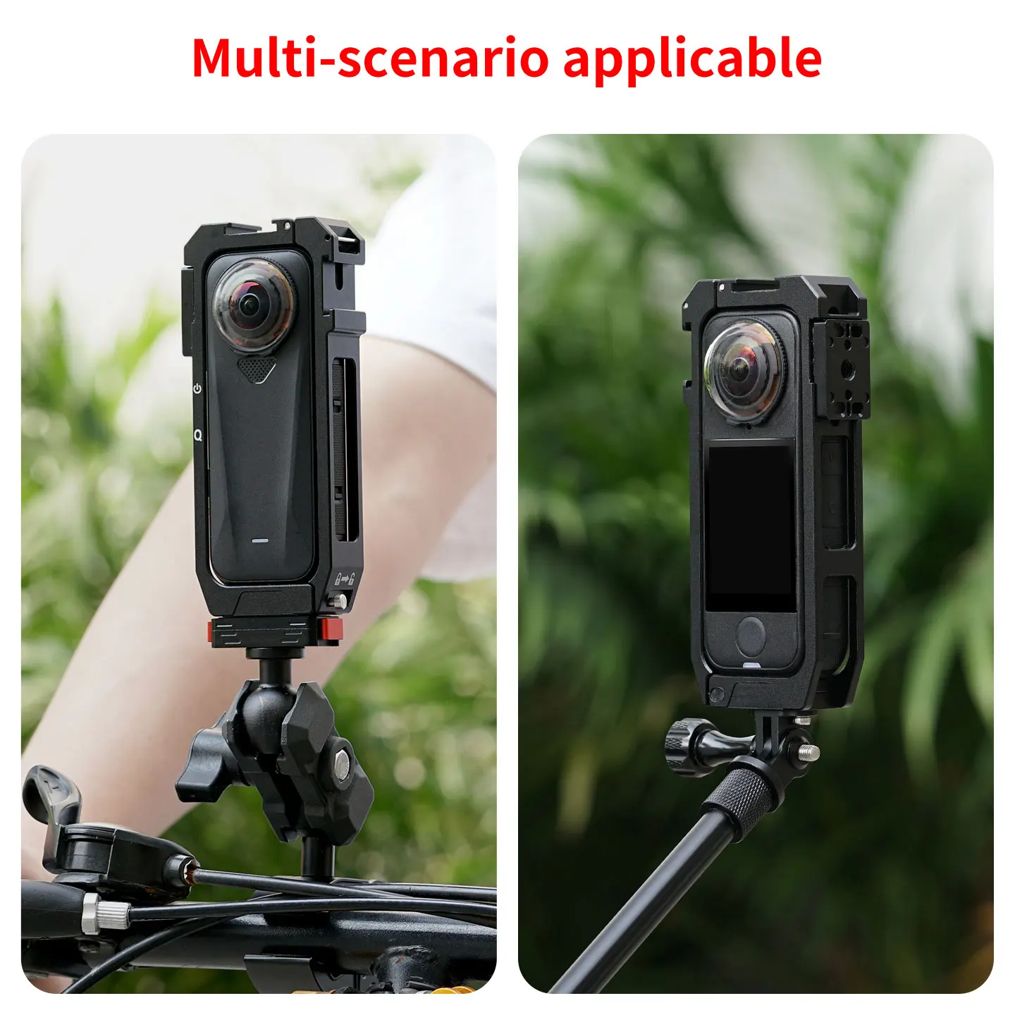 Metall-Kamerakäfig für Insta360 X4 Air Panorama mit magnetischem Schnellverschluss, Dual Cold Shoe Mount und Batteriewechsel ohne Entfernung – Detail 10