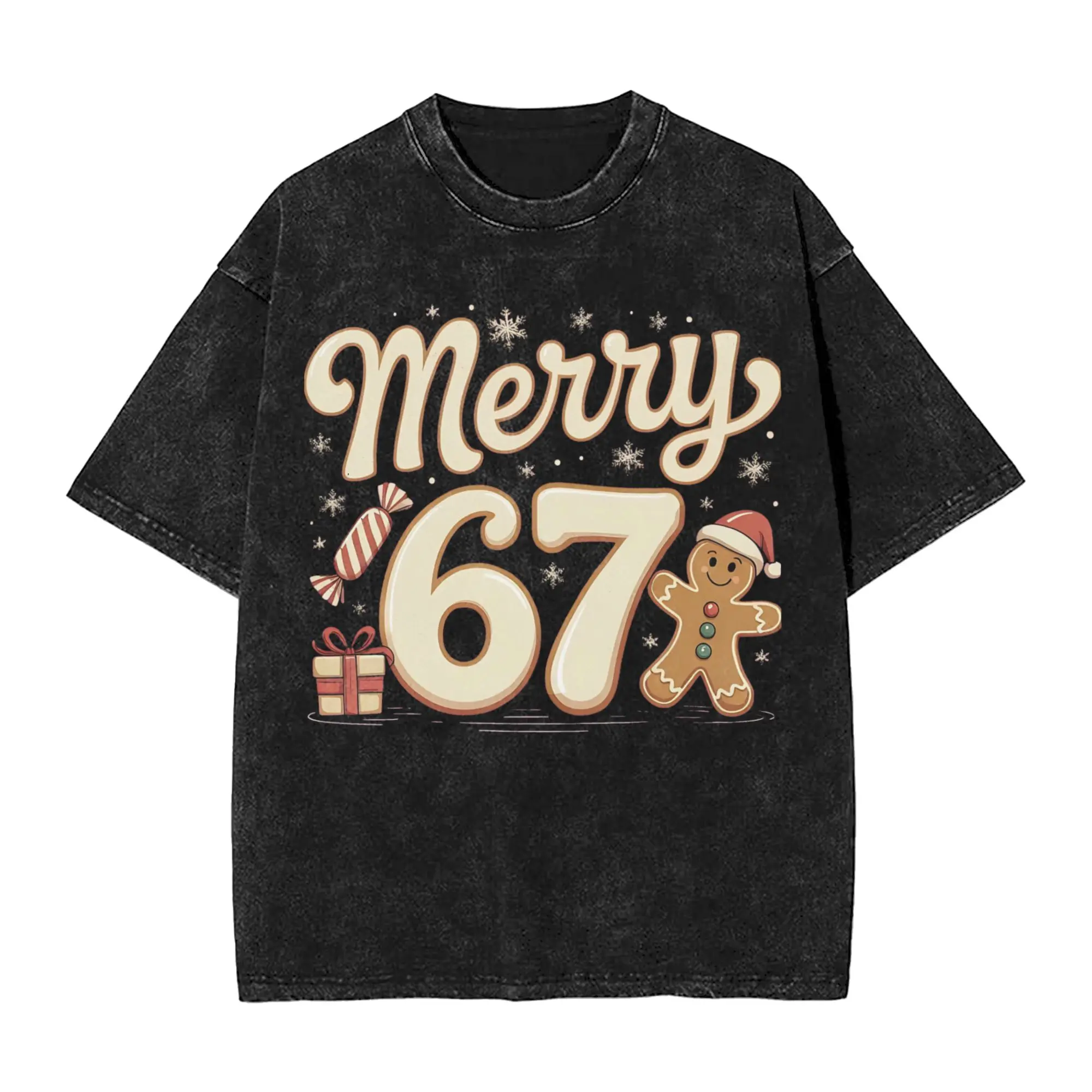 

Summer funny Six Seven 67 Meme 6 7 Elf Santa Christmas Pajamas Washed Shirts Outfit Harajuku T-Shirt Men Women Tees