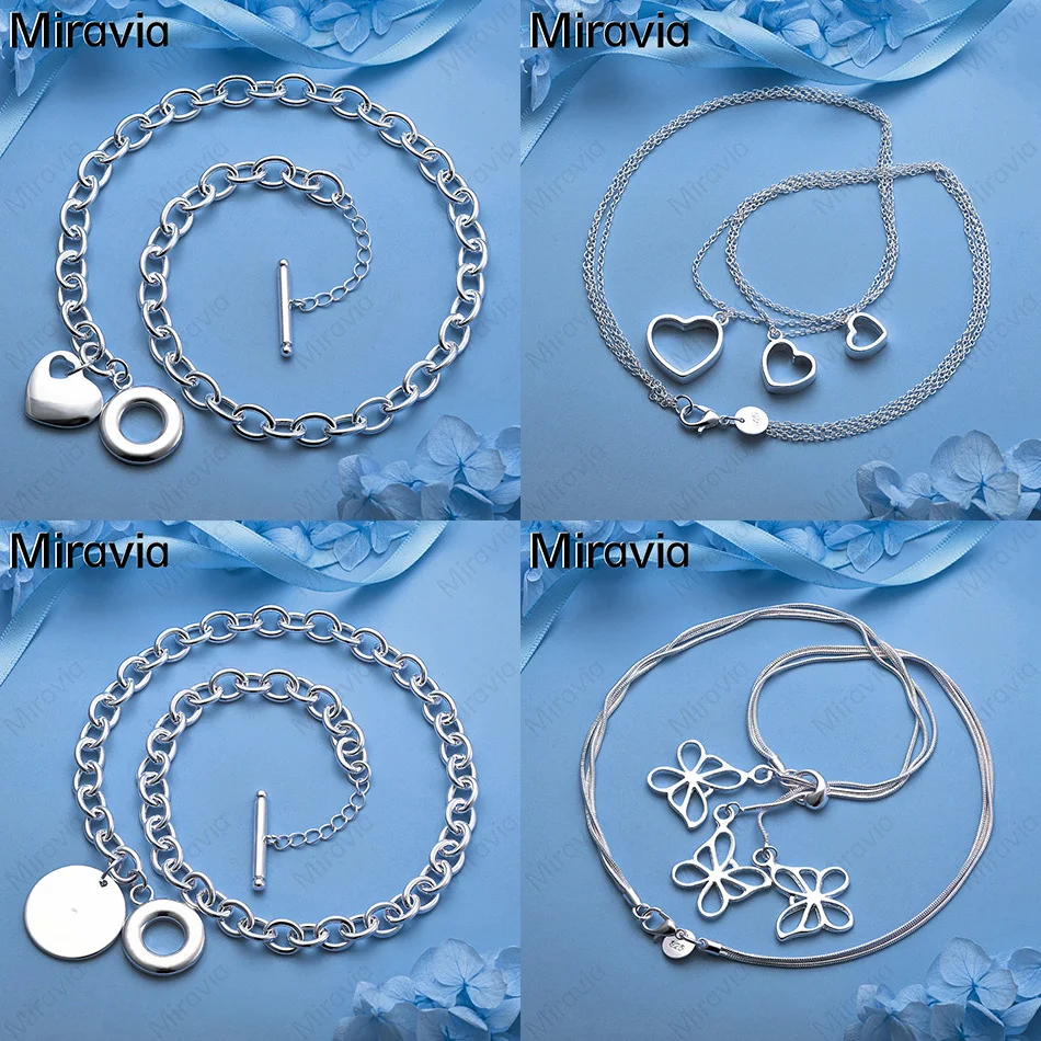 

Miravia 925 Sterling Silver Multi-Chain Three-Heart Necklace Fashionable Commuter Personality Women'S Gift Jewelry