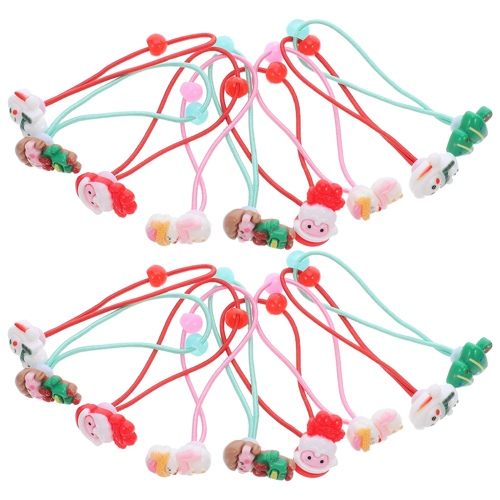 

30Pcs Children Hair Ties Colorful Cartoon Elastic Bands for Girls Soft Hair Ropes Festive Xmas Style Ponytail Holders for Kids