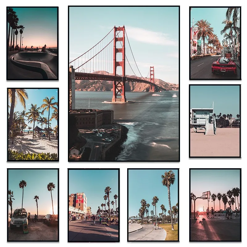 Beach Street Basketball Skate San Francisco Landscape Posters and Prints Canvas Printing Wall Art Picture for Living Room Decor