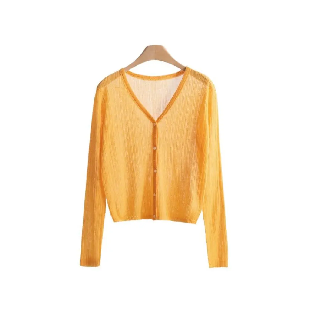 

Ultra-Thin Short Open Cardigan Summer Sunscreen Light Jacket Vertical Stripe Texture Slimming Effect Colorful Women's Top